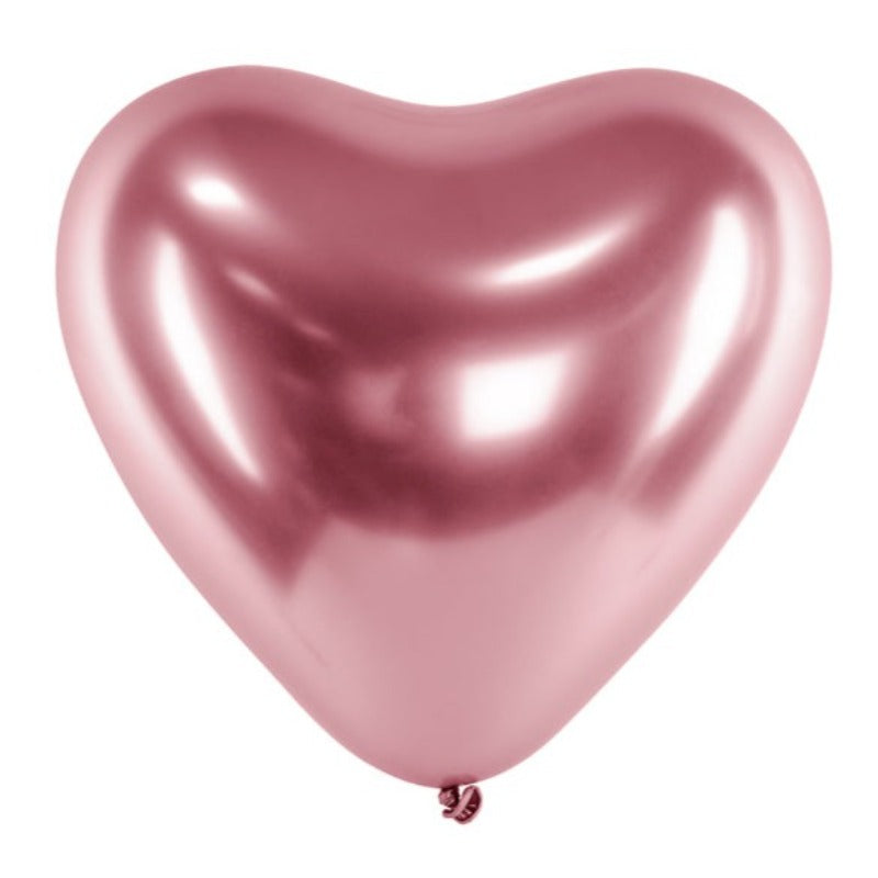 Rosa guld hjerteballon 