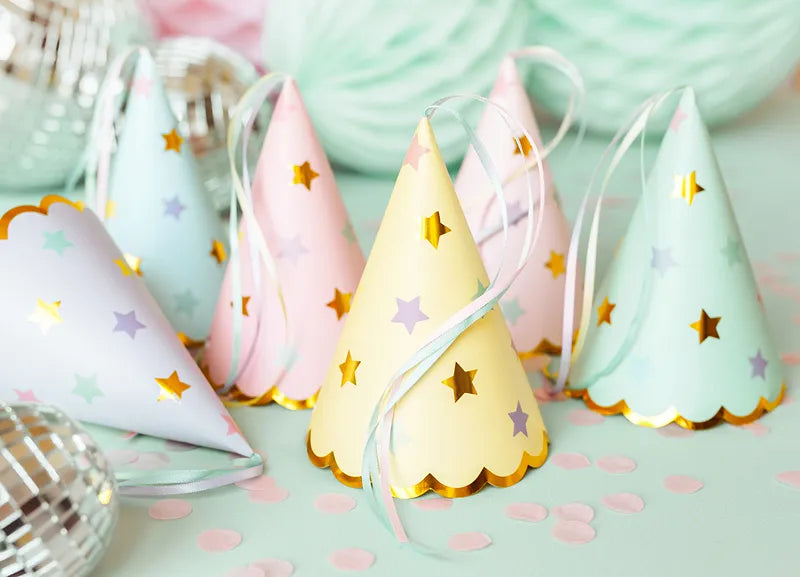 Partyhatte pastel med stjerner