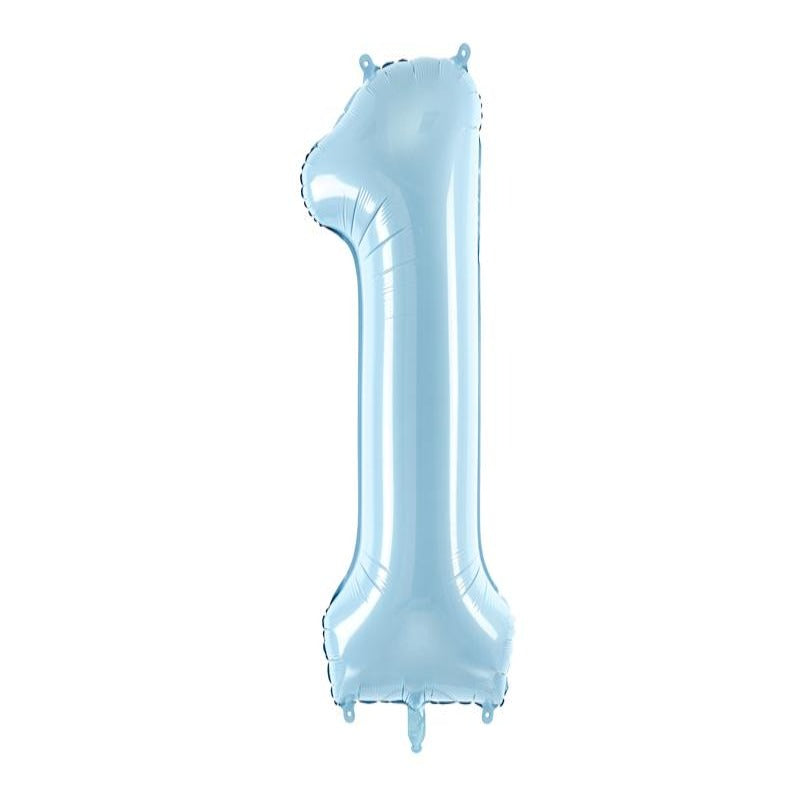 Pastel lyseblå folie ballon Nr. "1", 86 cm