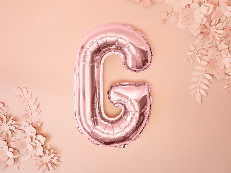 A-Z Bogstav folie balloner i rosa guld 35 cm