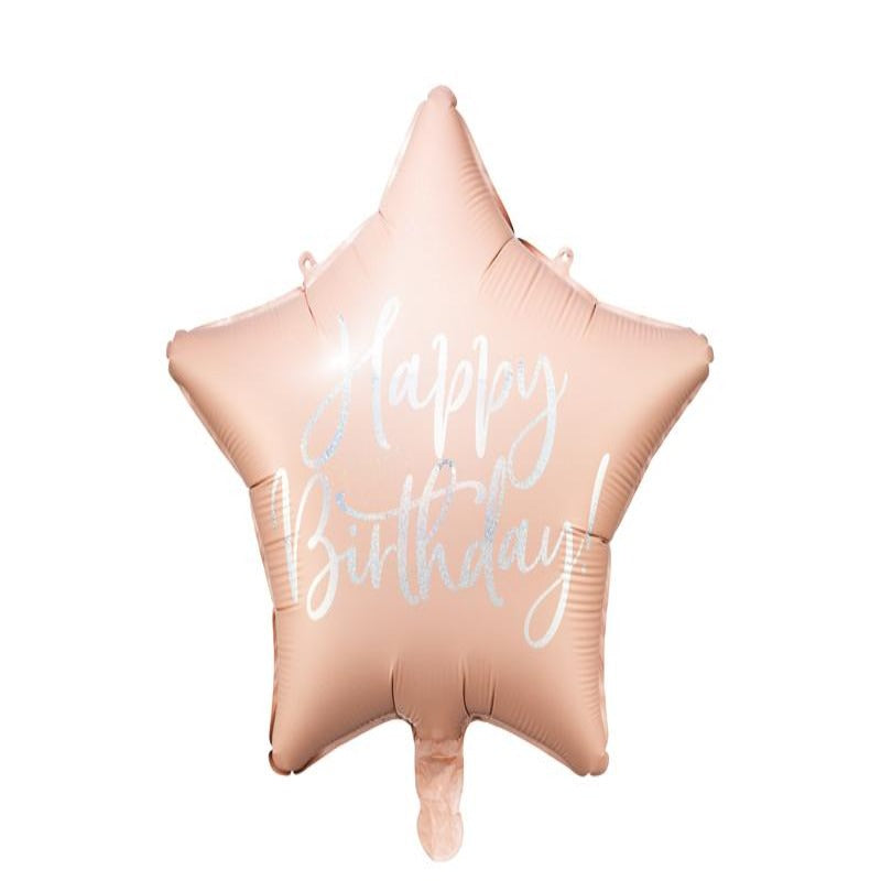 Happy Birthday lyserød Stjerne Folie Ballon 40 cm