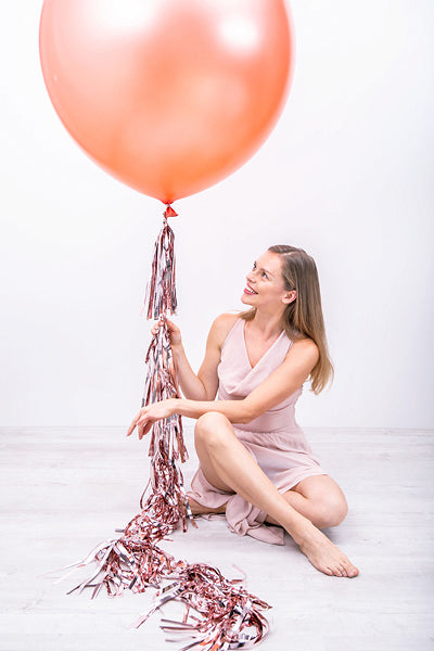 Rund kæmpeballon i  metallic Rosa Guld 1 meter