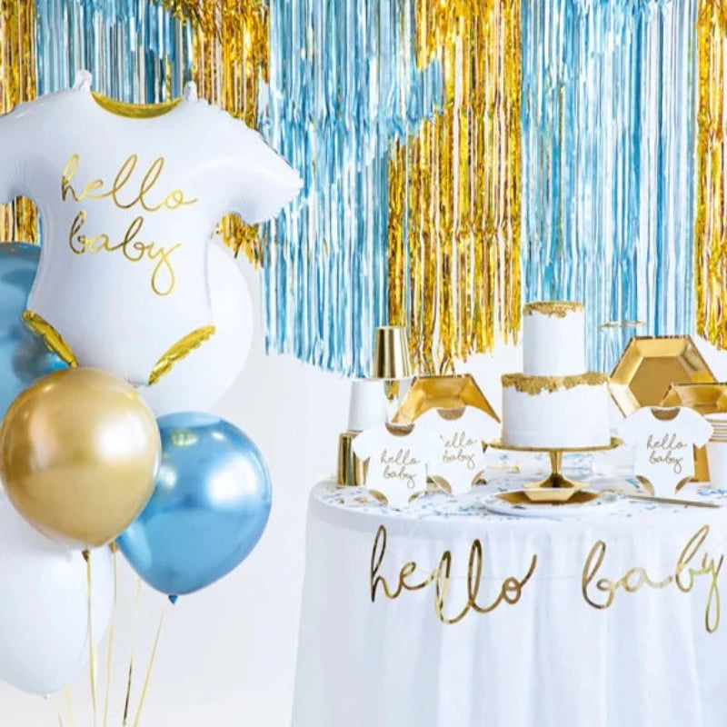 Babyfest Partybox - guld & hvid og en smule blåt
