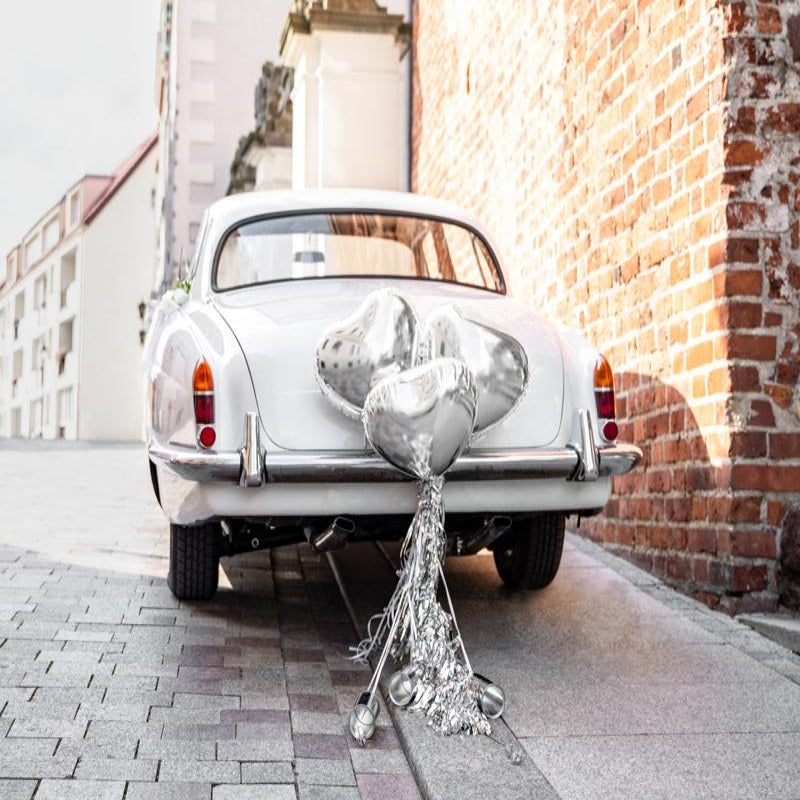 Bryllups dekoration kit bil- sølv& hjerte