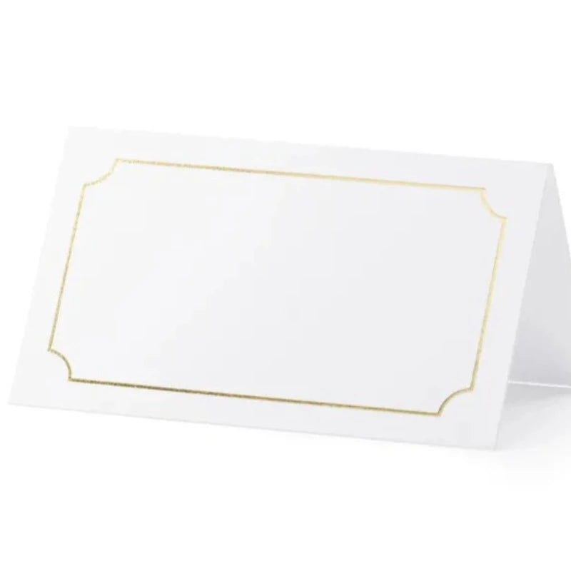Hvide bordkort med guldkant