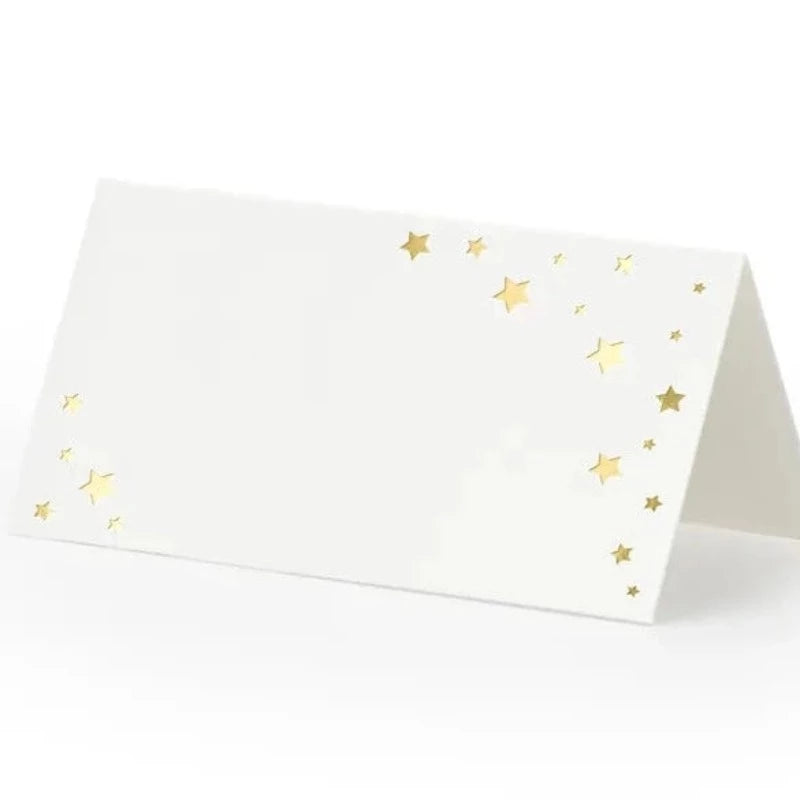 bordkort hvid med guld stjerner