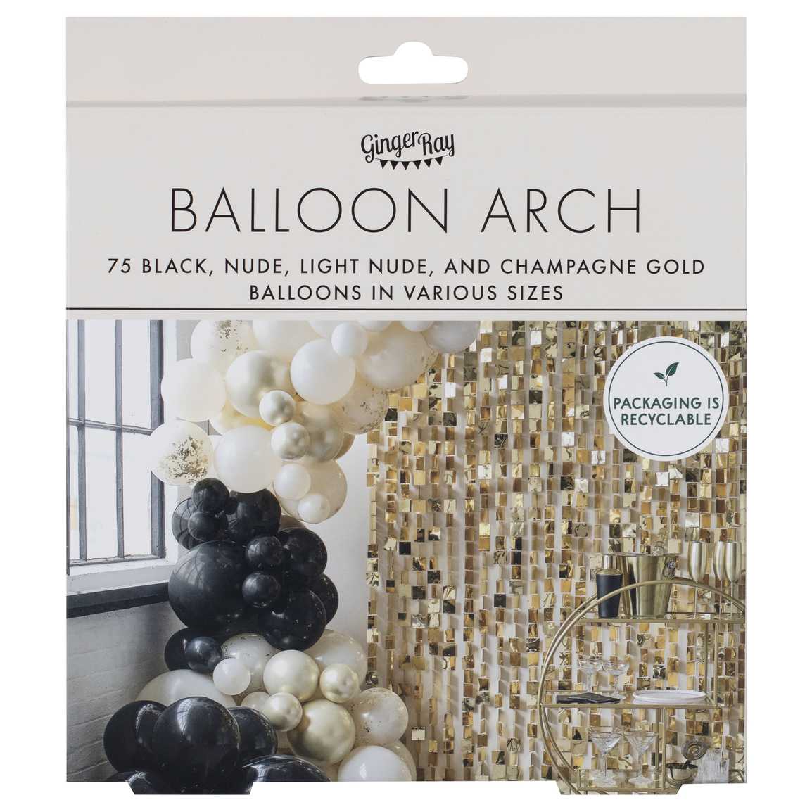 Ballonbue i sort, nude, creme og champagneguld