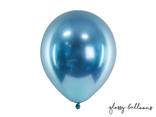 Glossy blå balloner 30 cm, 10 stk.