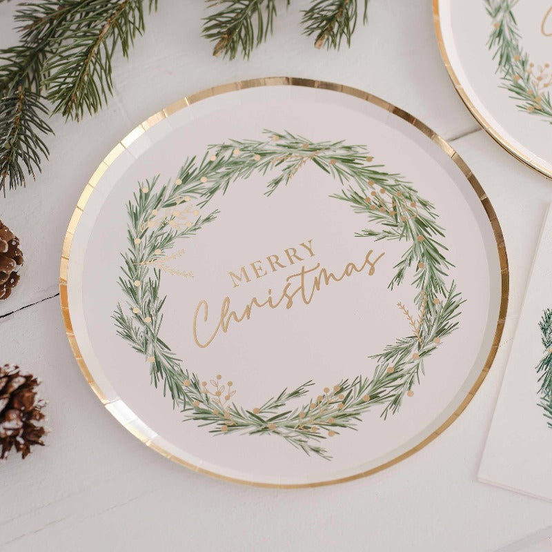 Merry Christmas Juletallerkner med  guldskrift