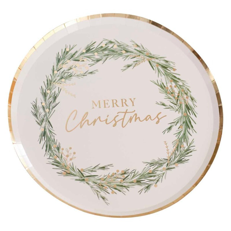 Merry Christmas Juletallerkner med  guldskrift