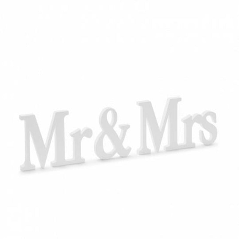 Hvide træskilte Mr & Mrs  50 x 9.5 cm