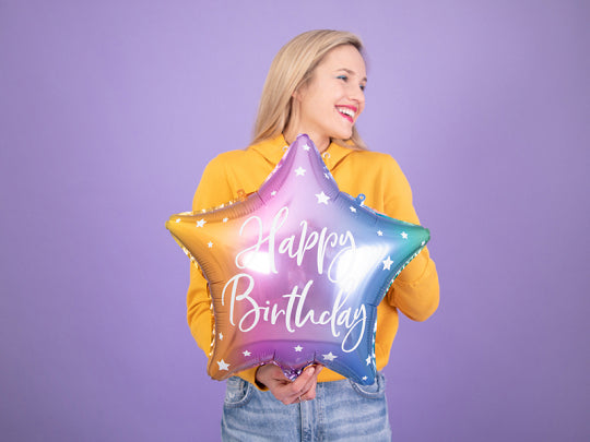 Happy Birthday Mix Stjerne Folie Ballon 40 cm