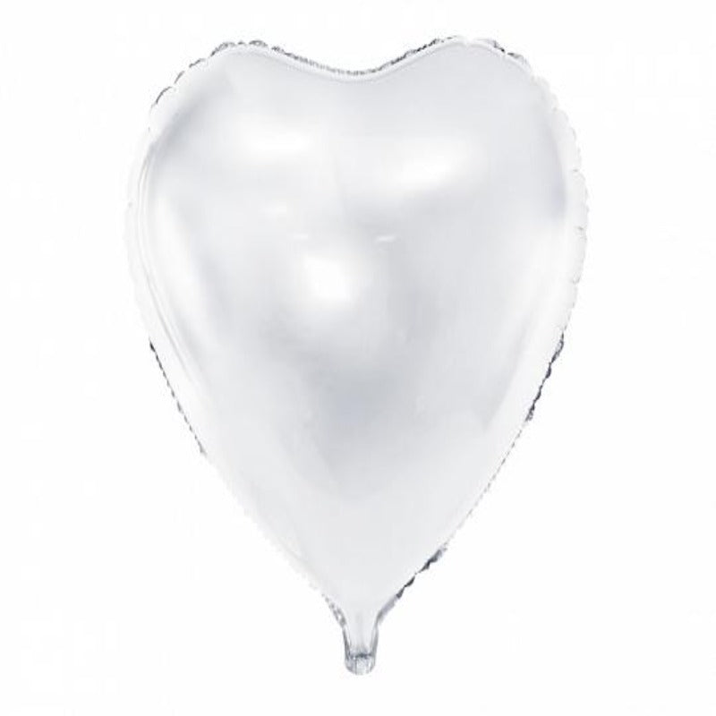 Hjerte folieballon i hvid 45 cm