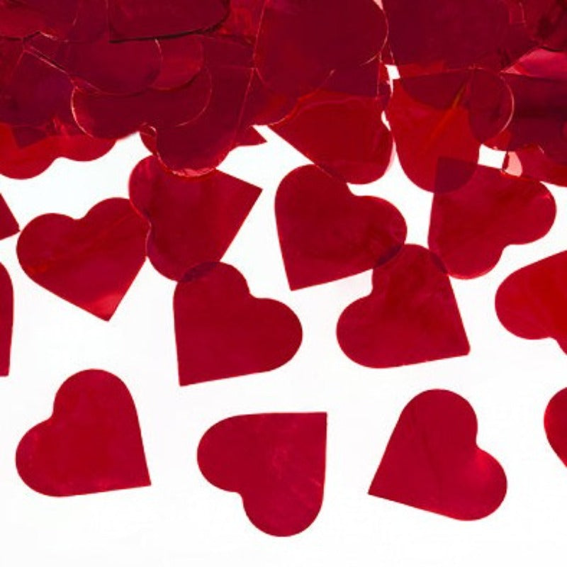 Konfetti kanon med røde konfetti hjerter 60 cm