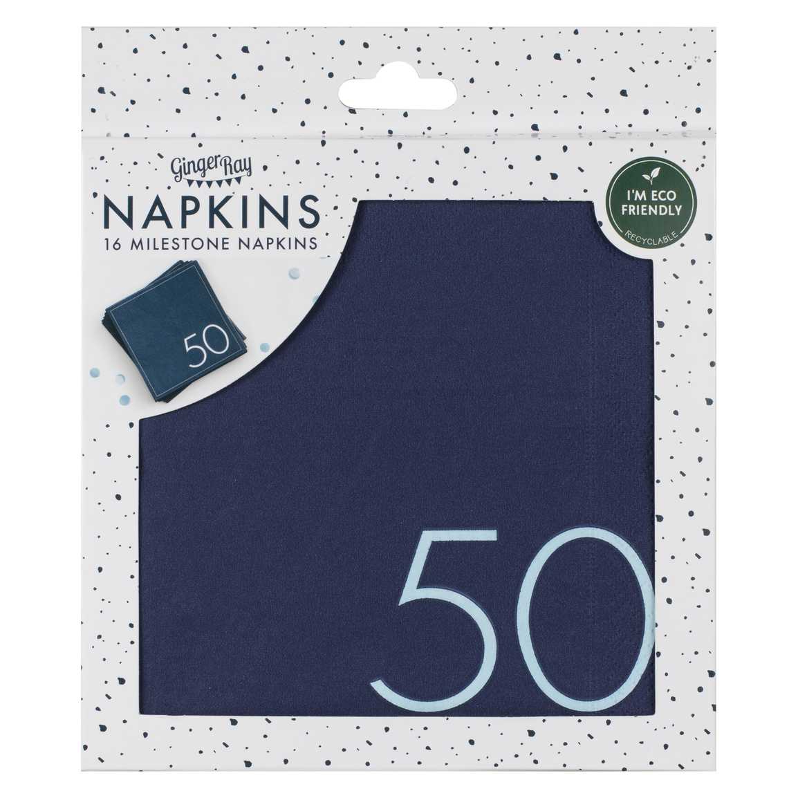Happy Birthday servietter i blå 50 år