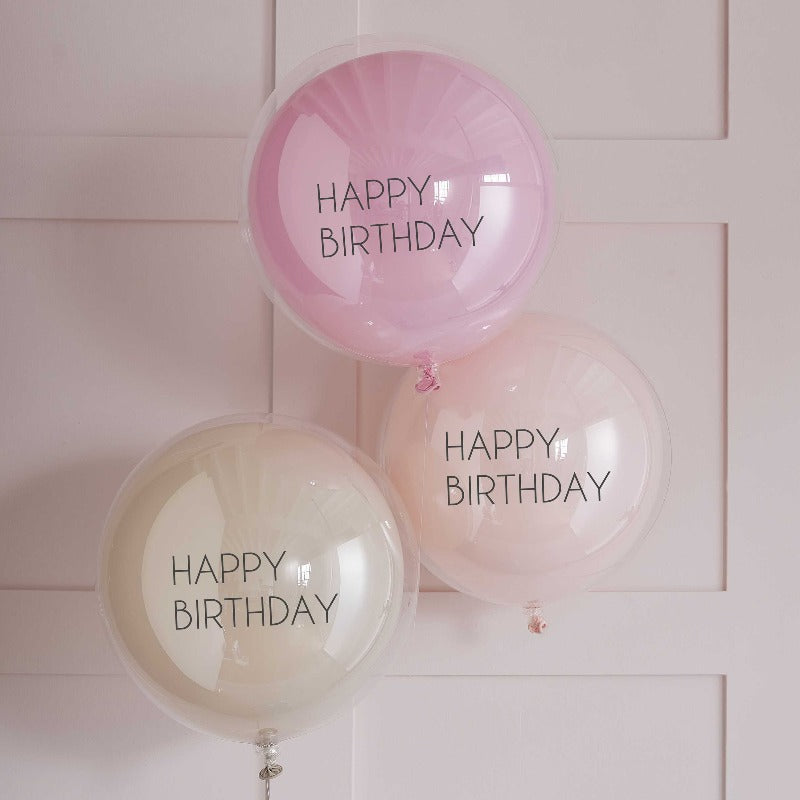 Happy Birthday dobbeltballoner 3 stk.