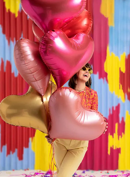Hjerte folieballon i rosa guld 75cm x 64 cm