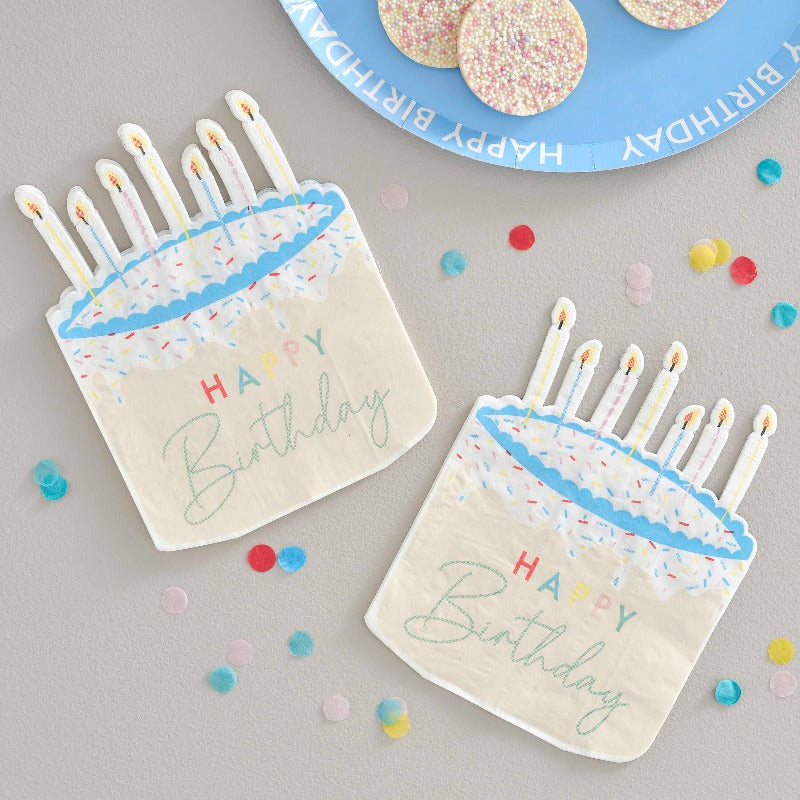 Fødselsdagsservietter lagkage med lys Happy Birthday