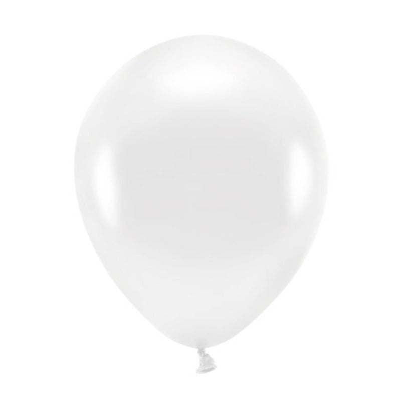 Hvide metallic latexballoner 26 cm *eco